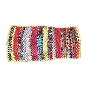 Vtg Handmade Rag Rug Rectangular Primitive Farmhouse Folk Art 18"x37" Striped